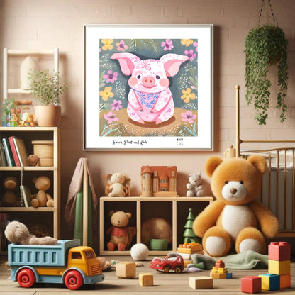 Peace, Paws and Love Pig No:4 Art Print Tasarım Çocuk Odası Posteri