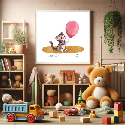 Animals With Balloons Art Print Tasarım Çocuk Odası Posteri