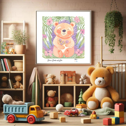 Peace, Paws and Love Bear No:2 Art Print Tasarım Çocuk Odası Posteri