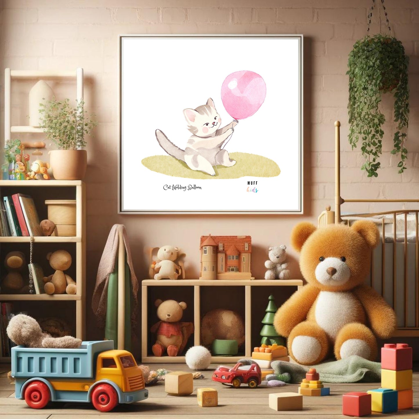 Animals With Balloons Art Print Tasarım Çocuk Odası Posteri