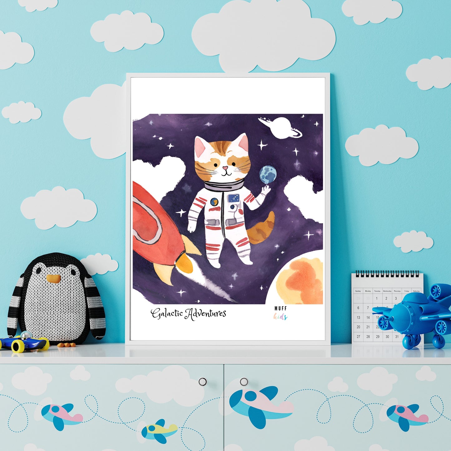 Galactic Adventurers No.9 Art Print Tasarım Çocuk Odası Posteri 