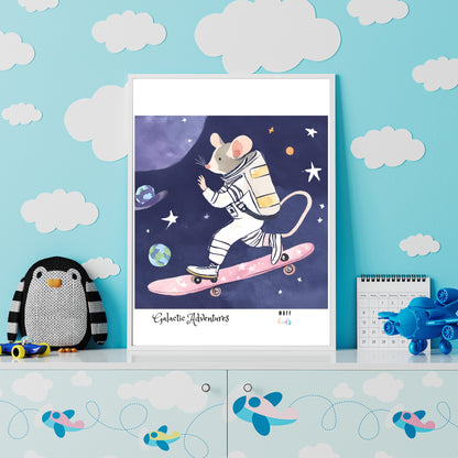 Galactic Adventurers No.4 Art Print Tasarım Çocuk Odası Posteri