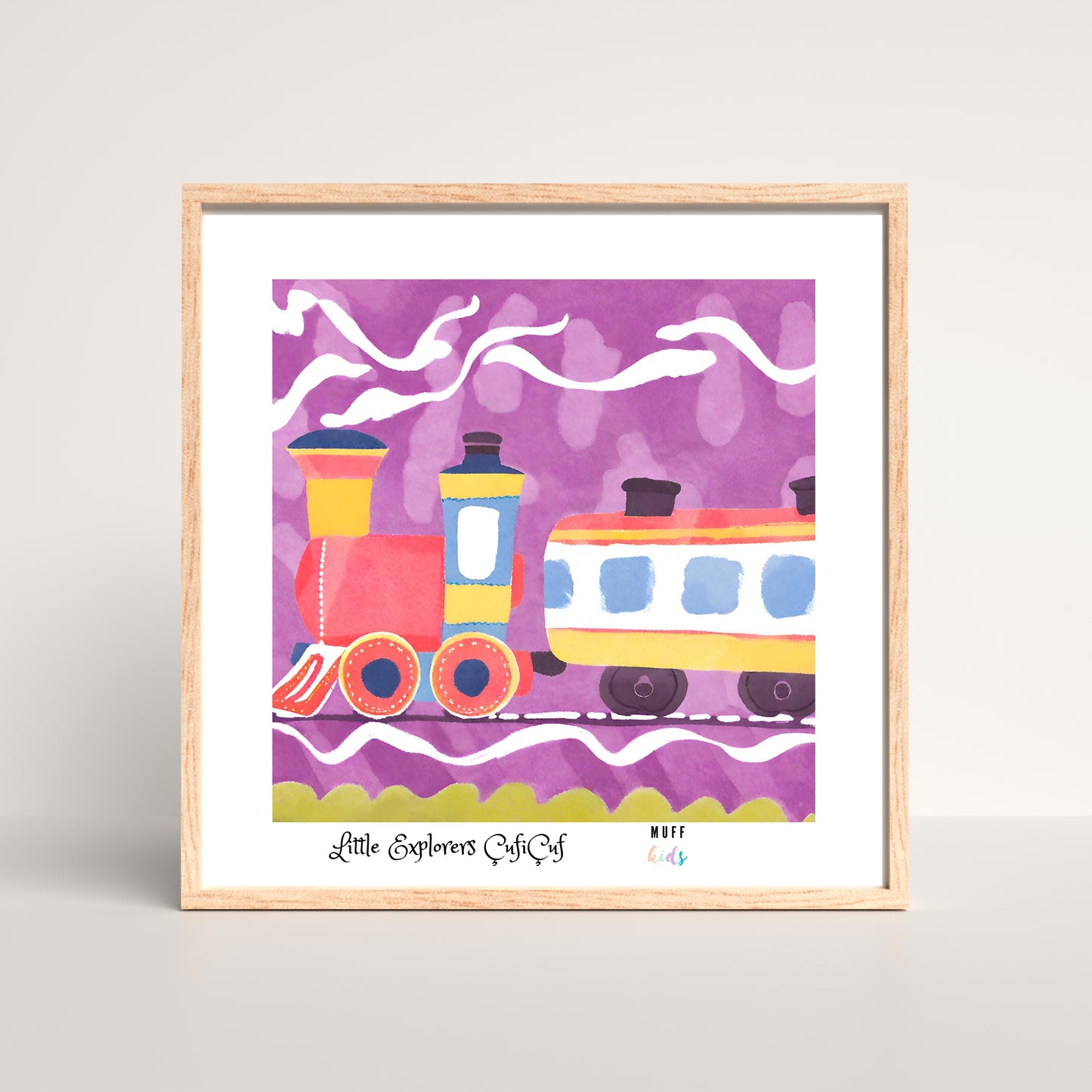 Little Explores' Trains Art Print Çocuk Odası Posteri