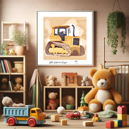 Little Explorers' Digger Art Print Poster For Kids