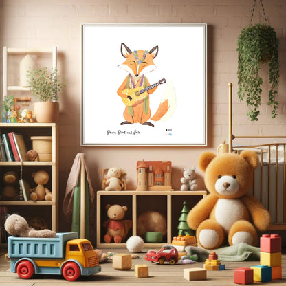 Peace, Paws and Love Fox No:1 Art Print Poster For Kids