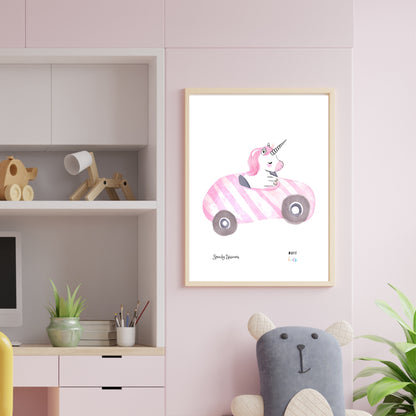 Speedy Unicorns Art Print Poster For Kids