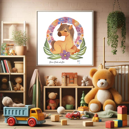 Peace, Paws and Love Horse No:4 Art Print Poster For Kids