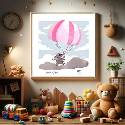 Kids Art Print Flying Elephant No.5 Poster For Kids