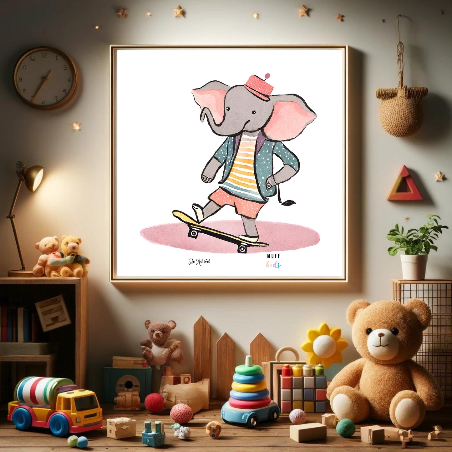 Be Active Animals No.15 Art Print Tasarım Çocuk Odası Posteri