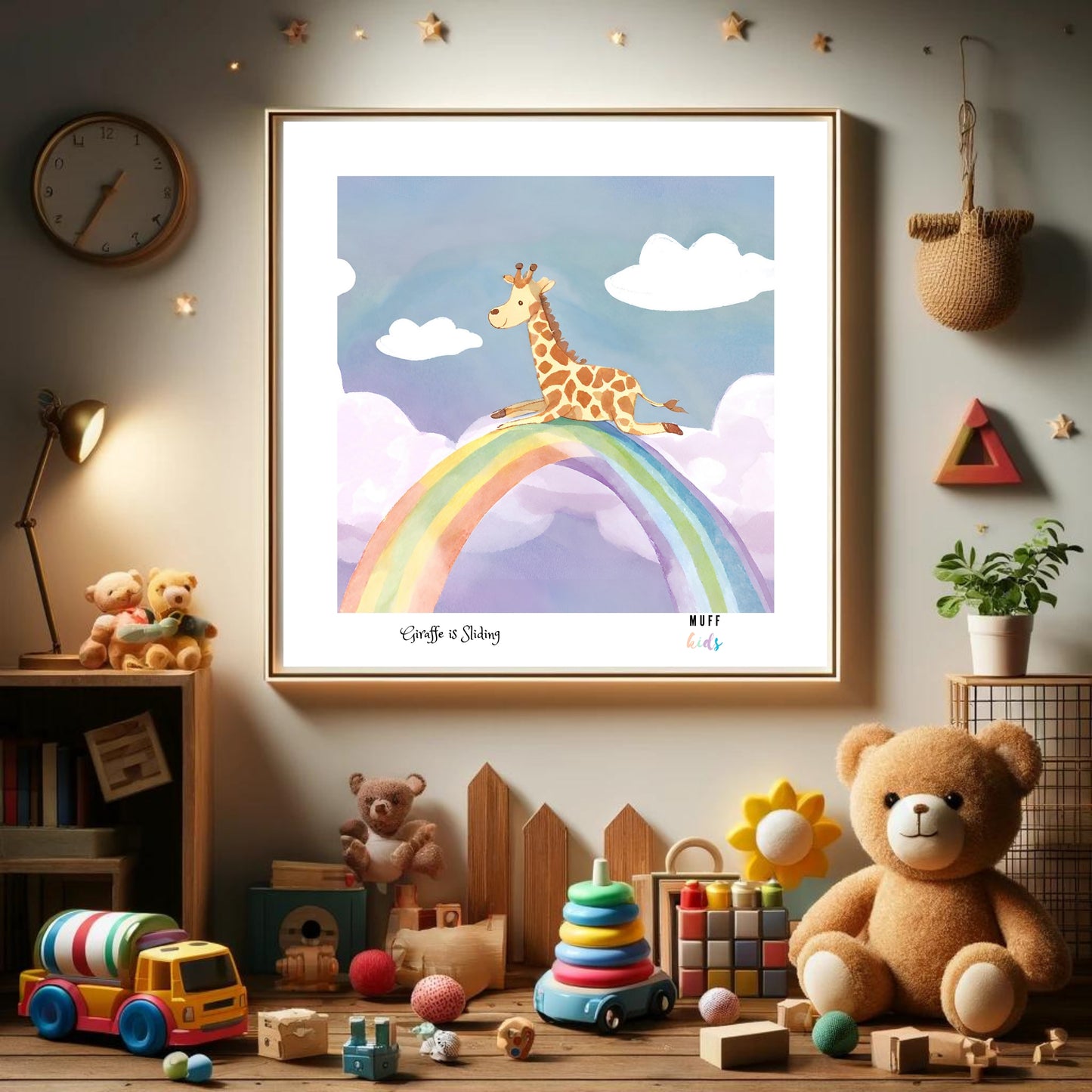 Kids Art Print Design Giraffe Sliding Poster For Kids