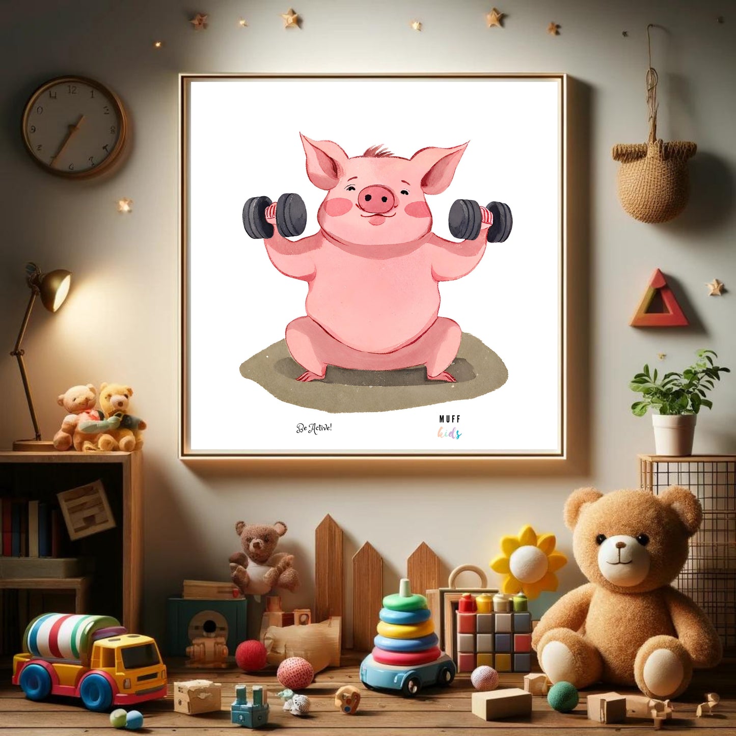 Be Active Animals No.3 Art Print Tasarım Çocuk Odası Posteri