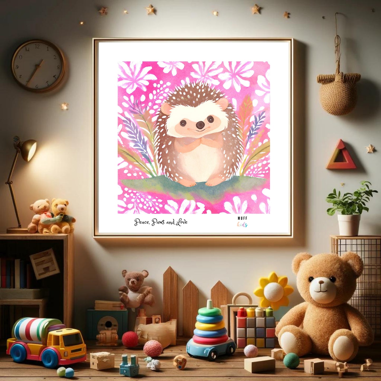 Peace, Paws and Love Porky No:1 Art Print Tasarım Çocuk Odası Posteri