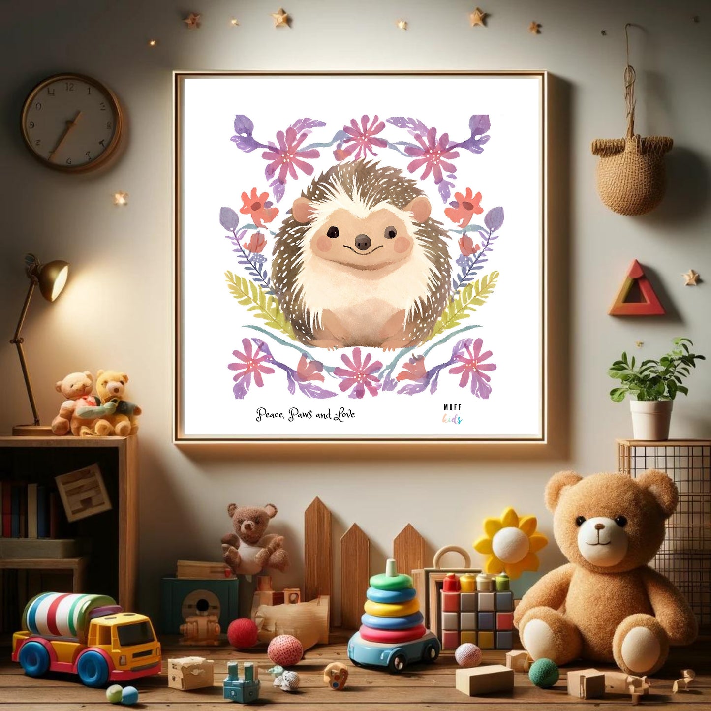 Peace, Paws and Love Porky No:2 Art Print Tasarım Çocuk Odası Posteri