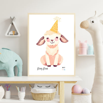 Party Paws No.1 Art Print Tasarım Çocuk Odası Posteri