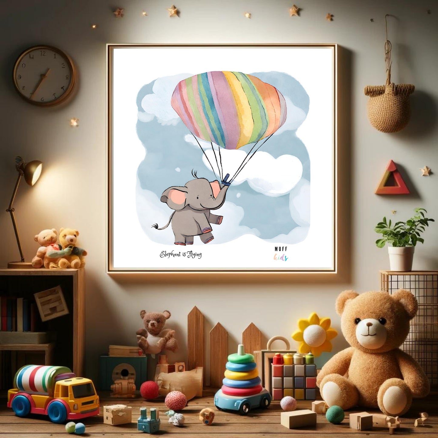 Kids Art Print Flying Elephant No.3 Poster For Kids