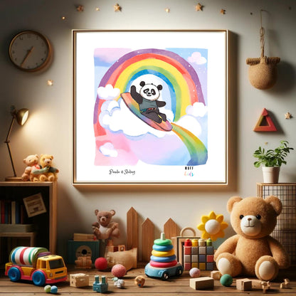 Kids Art Print Design Panda Sliding No.2 Poster For Kids