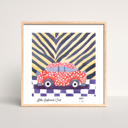 Little Explorers' Cars Art Print Poster For Kids