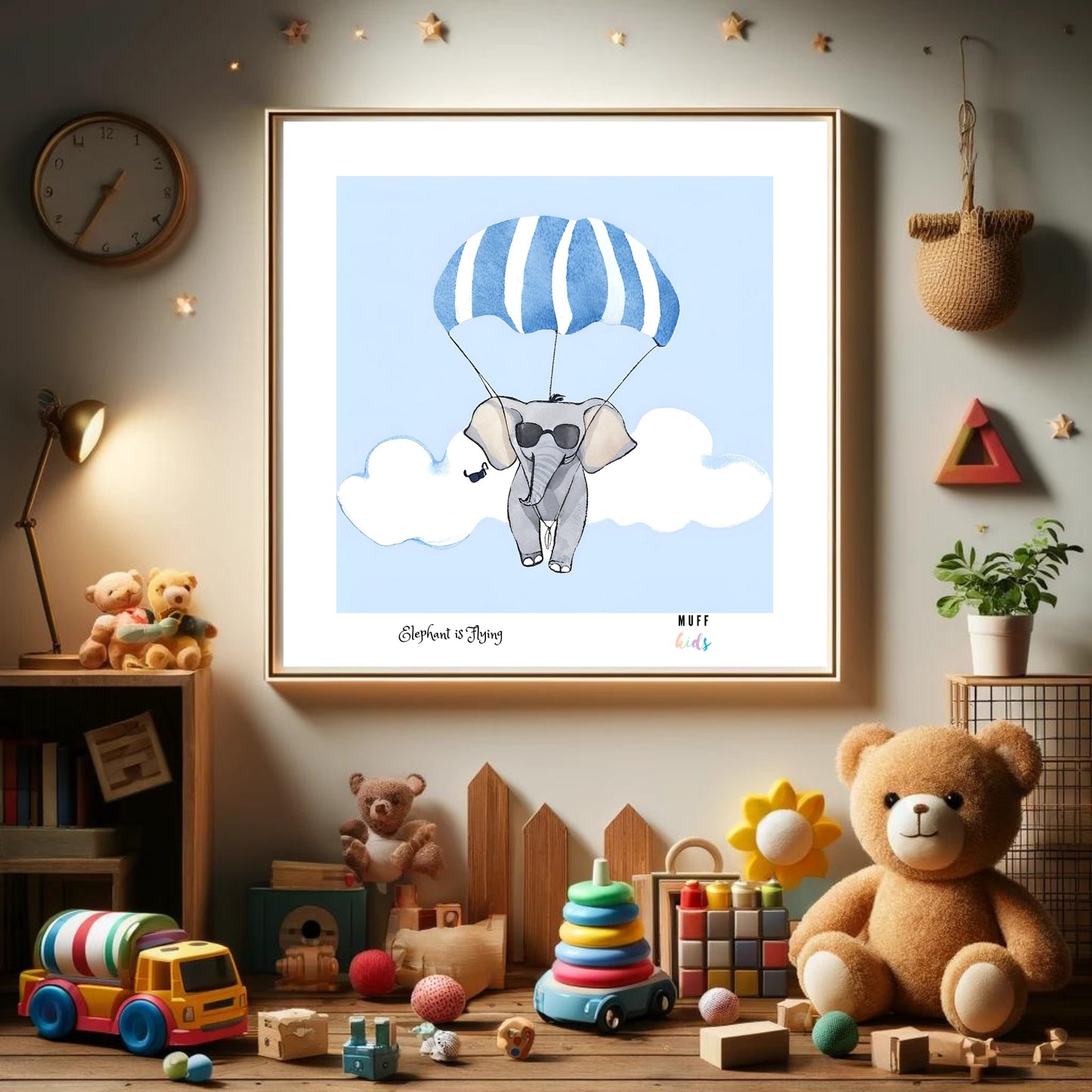 Kids Art Print Flying Elephant No.6 Poster For Kids