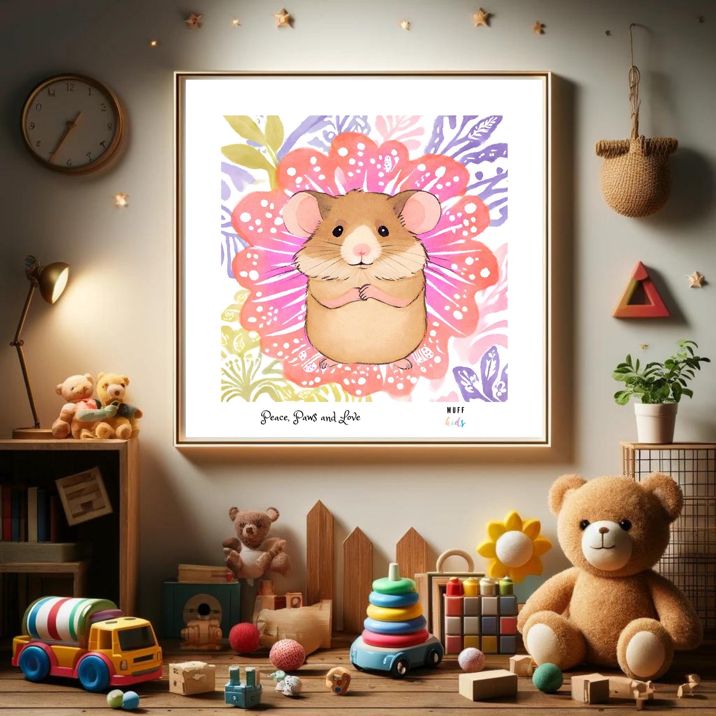 Peace, Paws and Love Mouse No:4 Art Print Tasarım Çocuk Odası Posteri