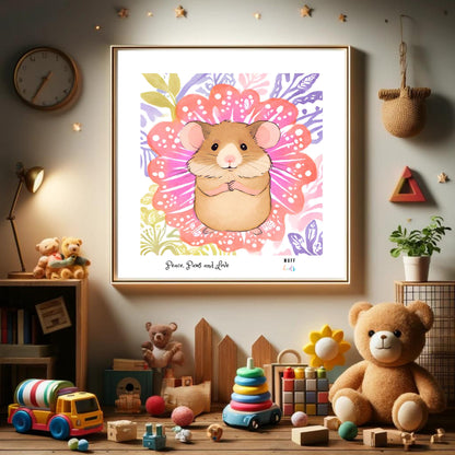 Peace, Paws and Love Mouse No:4 Art Print Tasarım Çocuk Odası Posteri