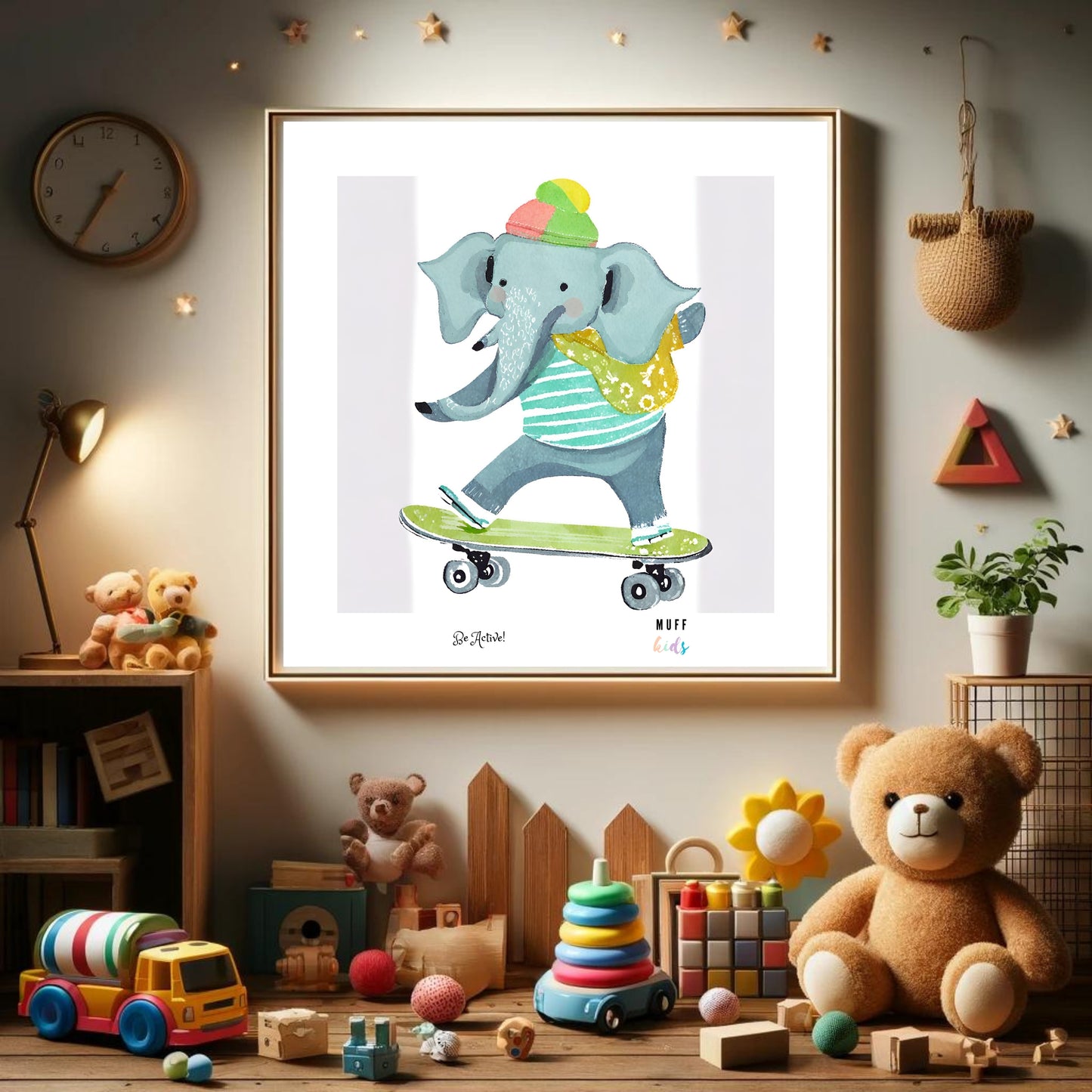 Be Active Animals No.12 Art Print Tasarım Çocuk Odası Posteri