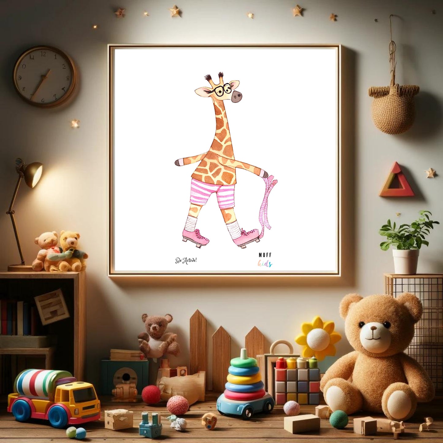 Be Active Animals No.17 Art Print Tasarım Çocuk Odası Posteri