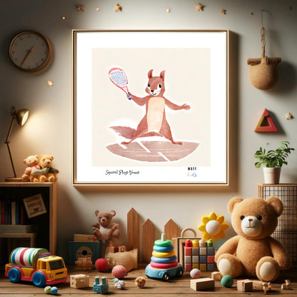 Kids Art Print Design Sportive Squirrel No.2 Poster For Kids