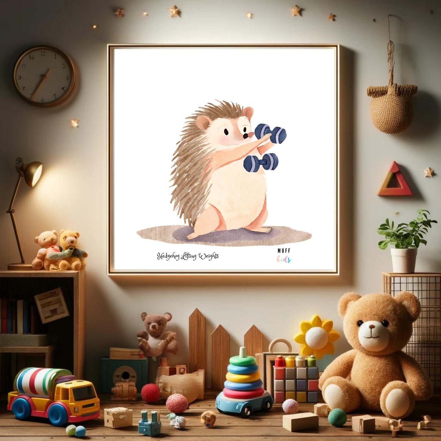 Kids Art Print Design Sportive Hedgehog No.1 Poster For Kids