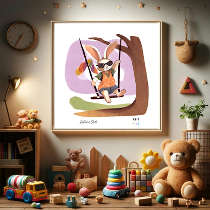 Kids Art Print Design Rabbit At Park No.2 Poster For Kids