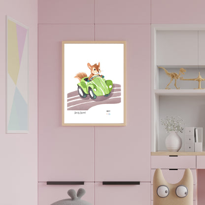 Speedy Squirrels Art Print Tasarım Çocuk Odası Posteri