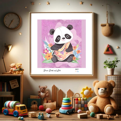 Peace, Paws and Love Panda No:2 Art Print Tasarım Çocuk Odası Posteri