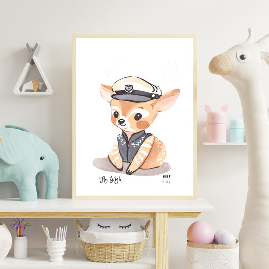 Fly High Animals No.3 Art Print Tasarım Çocuk Odası Posteri