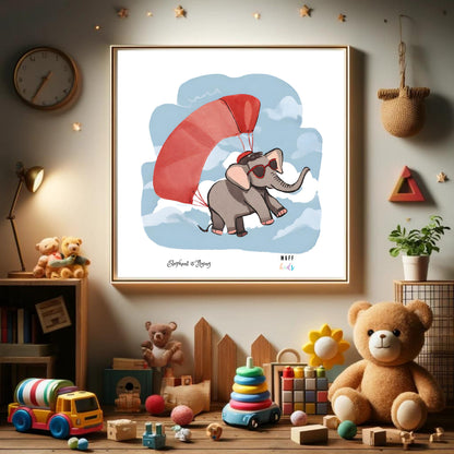 Kids Art Print Flying Elephant No.4 Poster For Kids