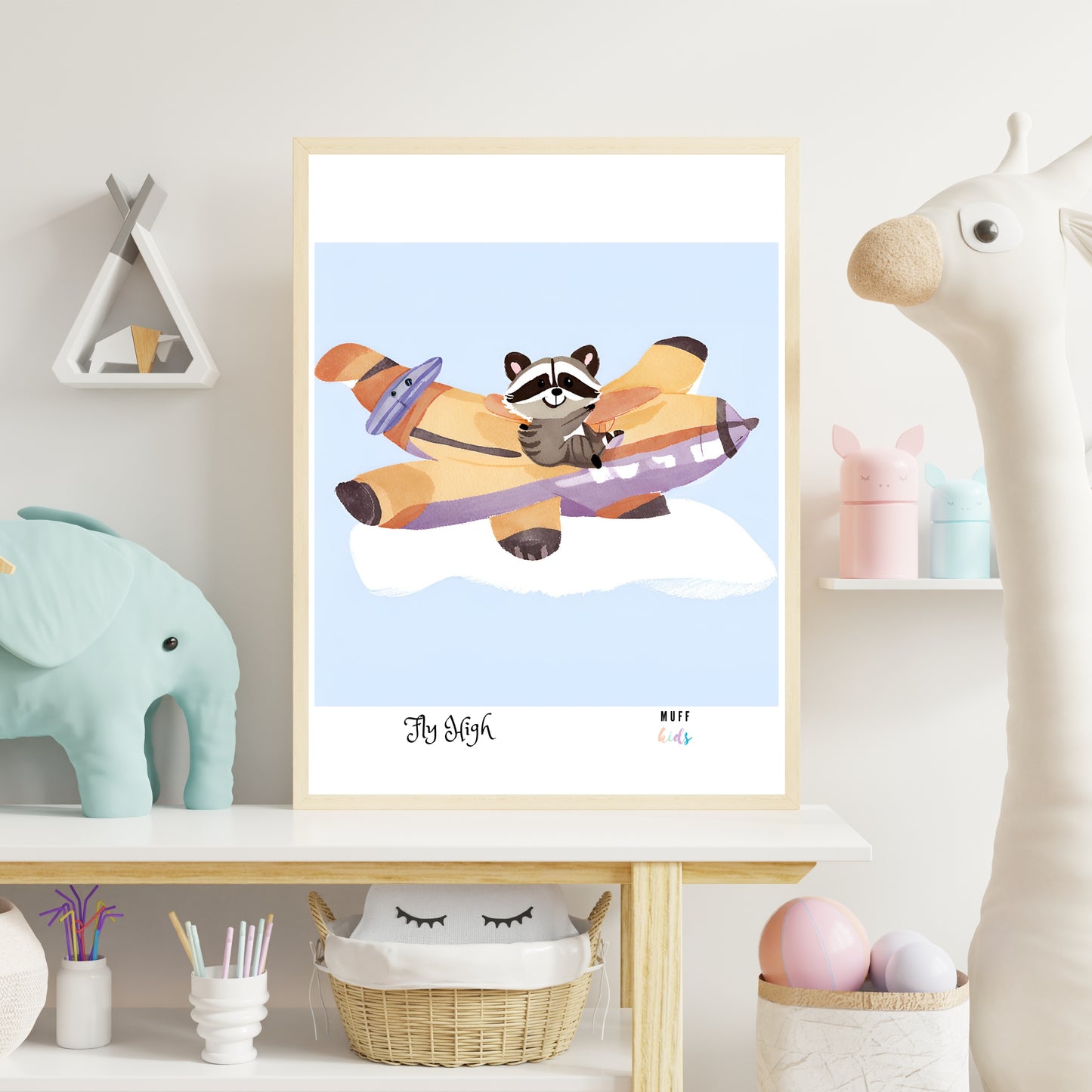 Fly High Animals No.7 Art Print Tasarım Çocuk Odası Posteri