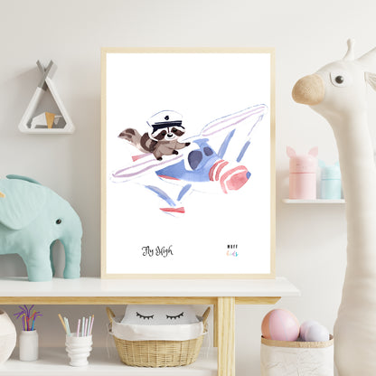 Fly High Animals Art Print Poster For Kids No.5