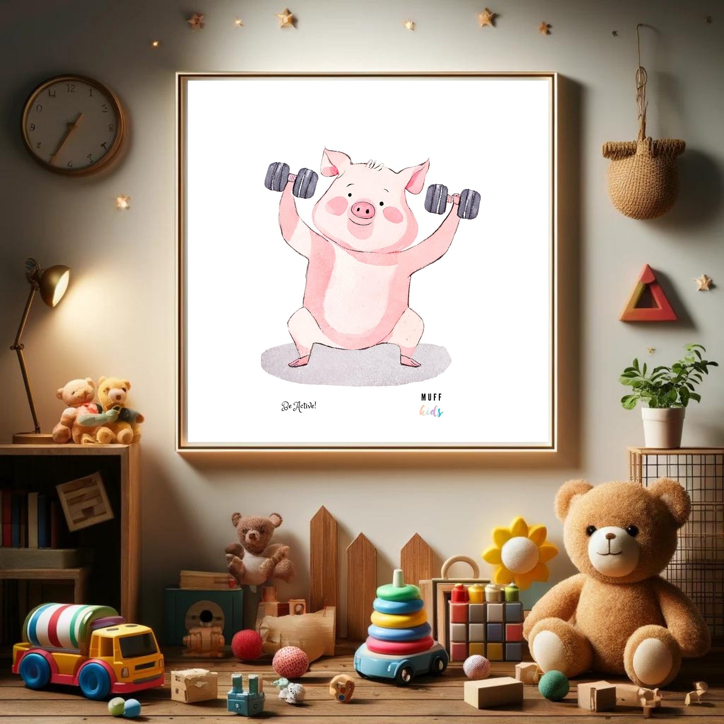 Be Active Animals No.1 Art Print Tasarım Çocuk Odası Posteri