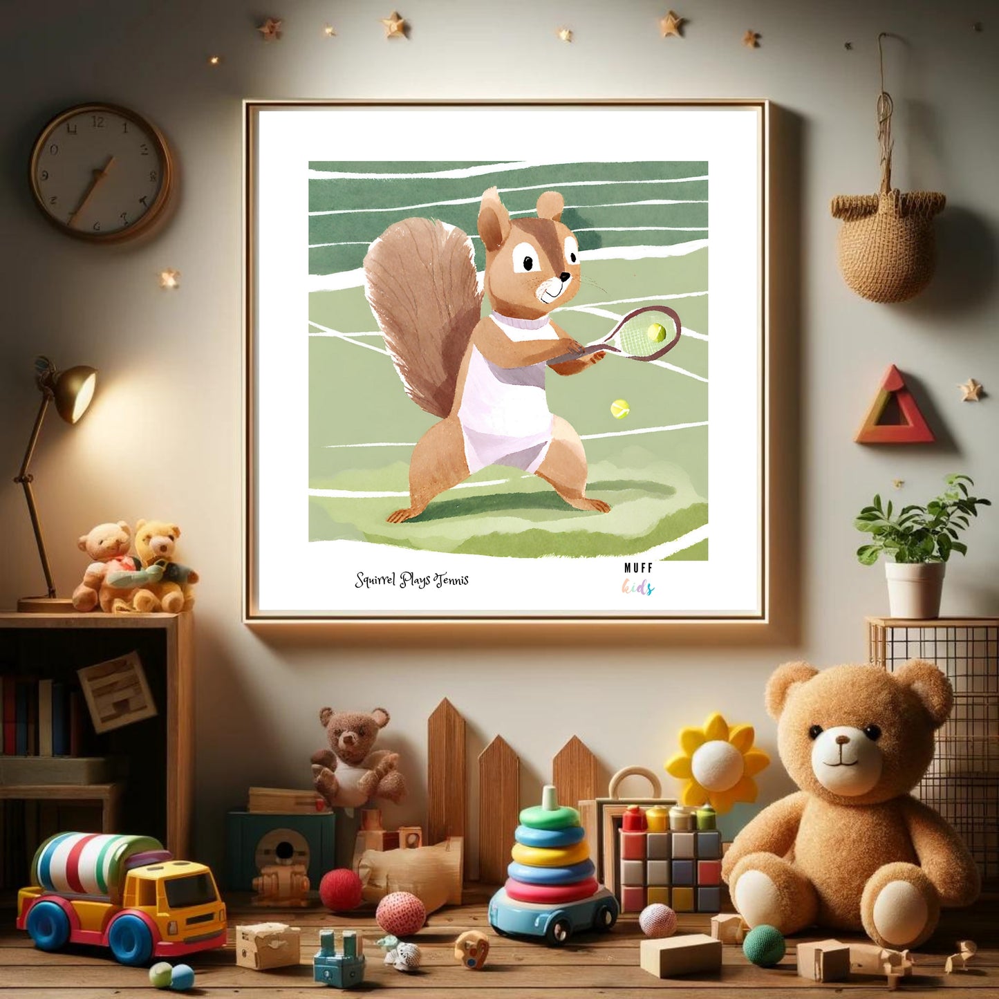 Kids Art Print Design Sportive Squirrel No.1 Poster For Kids