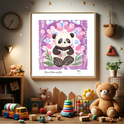 Peace, Paws and Love Panda No:3 Art Print Tasarım Çocuk Odası Posteri