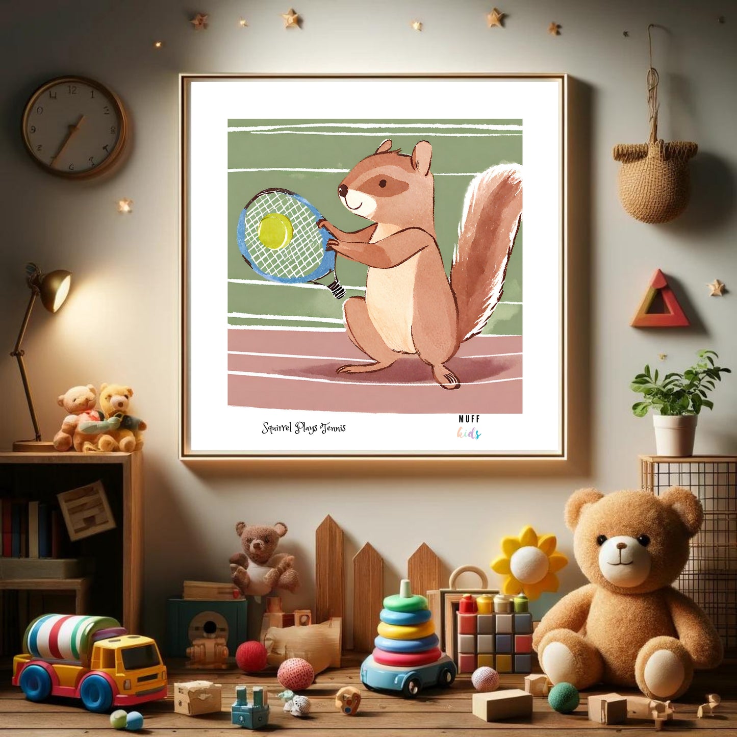 Kids Art Print Design Sportive Squirrel No.3 Poster For Kids