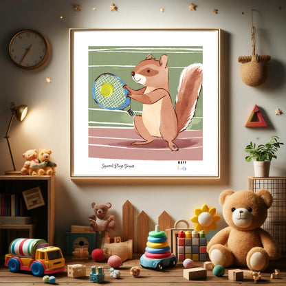 Sportive Animals Art Print Tasarım Çocuk Odası Posteri