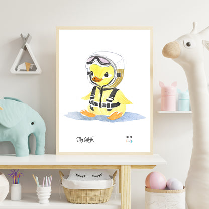 Fly High Animals No.2 Art Print Tasarım Çocuk Odası Posteri