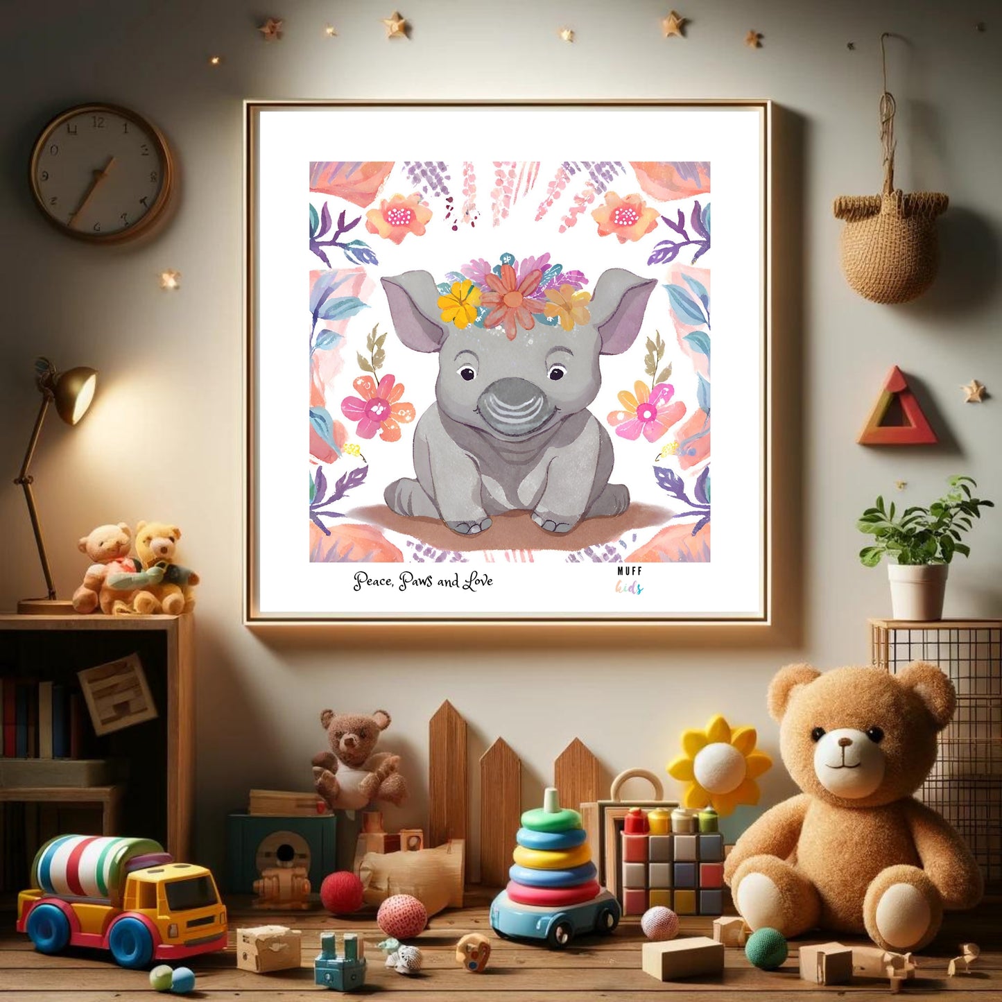 Peace, Paws and Love Pig No:2 Art Print Tasarım Çocuk Odası Posteri