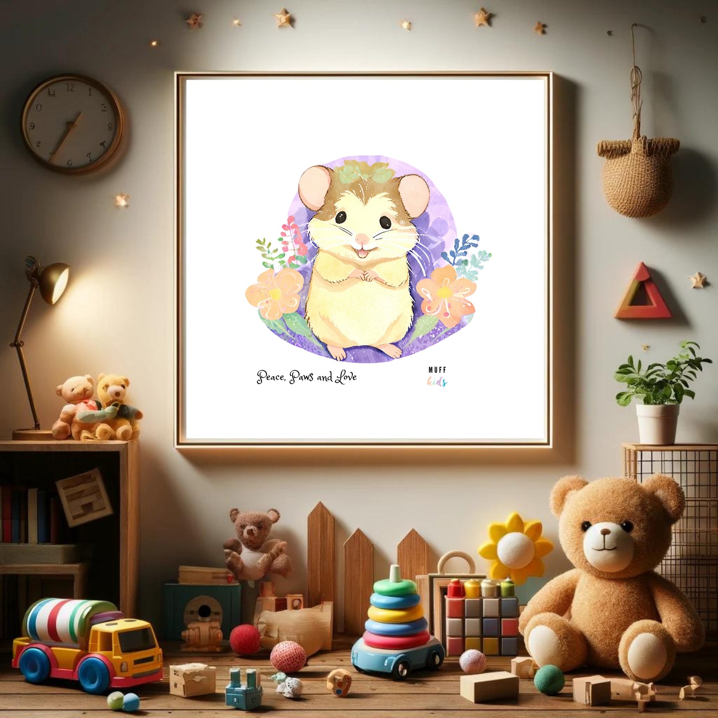 Peace, Paws and Love Mouse No:3 Art Print Tasarım Çocuk Odası Posteri