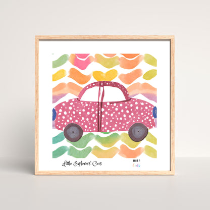 Little Explorers' Cars Art Print Poster For Kids