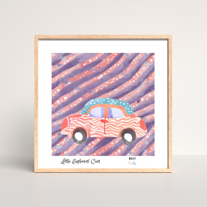 Little Explorers' Cars Art Print Poster For Kids