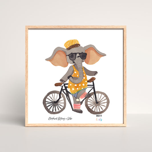 Art for Kids | Elephant Riding a Bike | Printable Kids Art | Educational Art Print | Digital Art Design | Instant Download