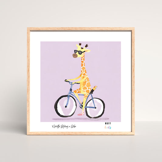 Art for Kids | Giraffe Riding a Bike | Printable Kids Art | Educational Art Print | Digital Art Design | Instant Download