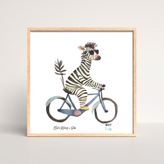 Art for Kids | Zebra Riding a Bike | Printable Kids Art | Educational Art Print | Digital Art Design | Instant Download