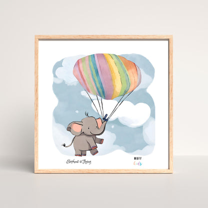 Art for Kids | Flying Elephants No:4 | Printable Kids Art | Educational Art Print | Digital Art Design | Instant Download