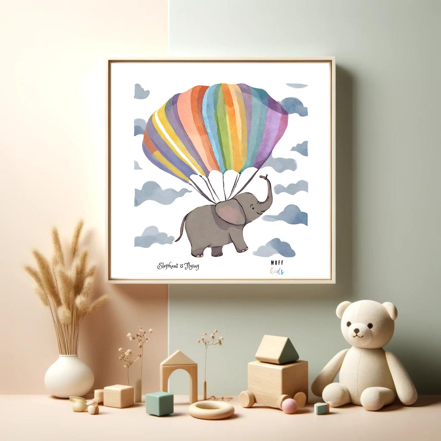 Art for Kids | Flying Elephants No:6 | Printable Kids Art | Educational Art Print | Digital Art Design | Instant Download